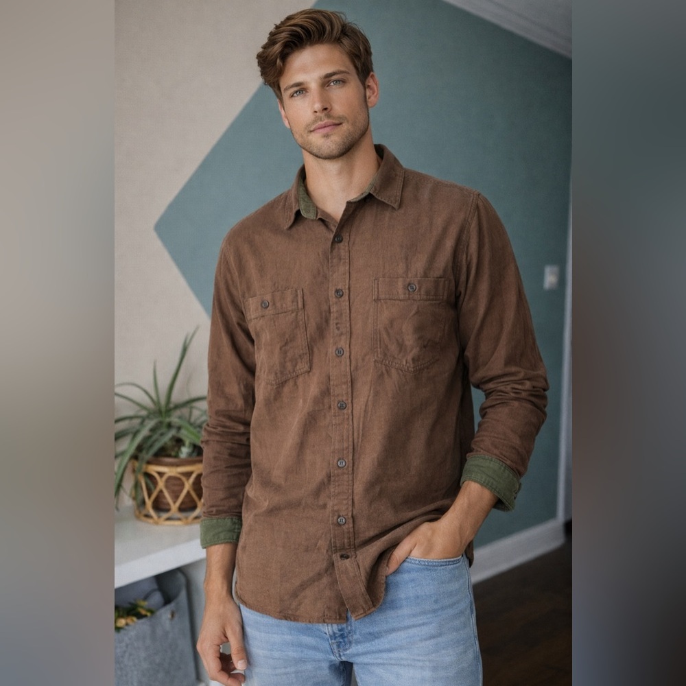 Royal Robbins XL Men’s Button-Up Shirt Rugged Outdoor Style 100% Cotton Brown